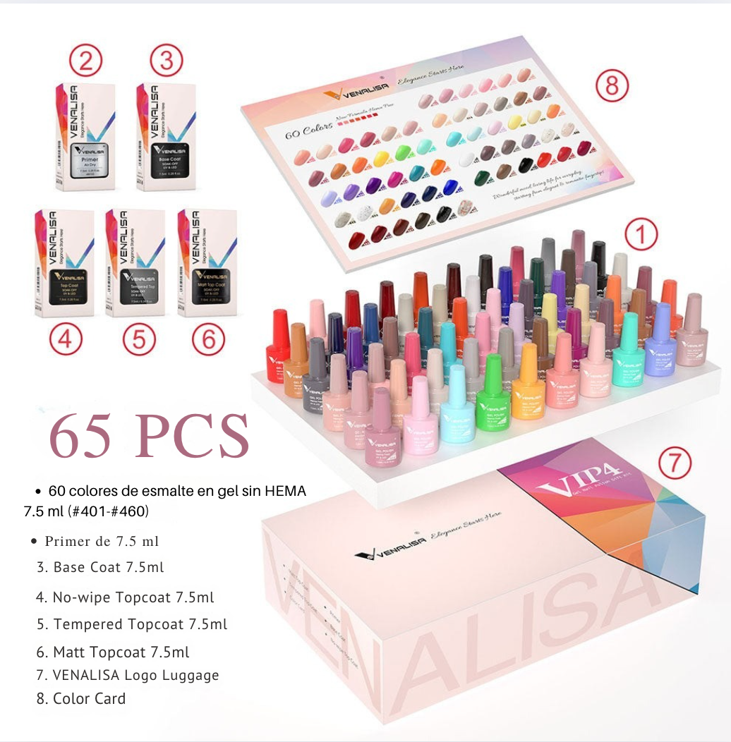 Kit Venalisa Esmaltes en Gel HEMA-Free – Colores Vibrantes y Seguros