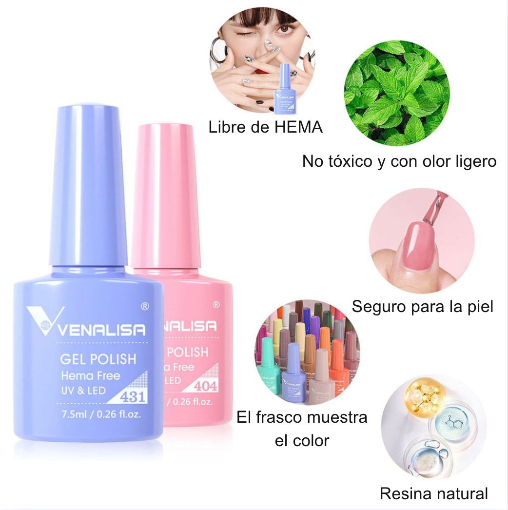 Kit Venalisa Esmaltes en Gel HEMA-Free – Colores Vibrantes y Seguros