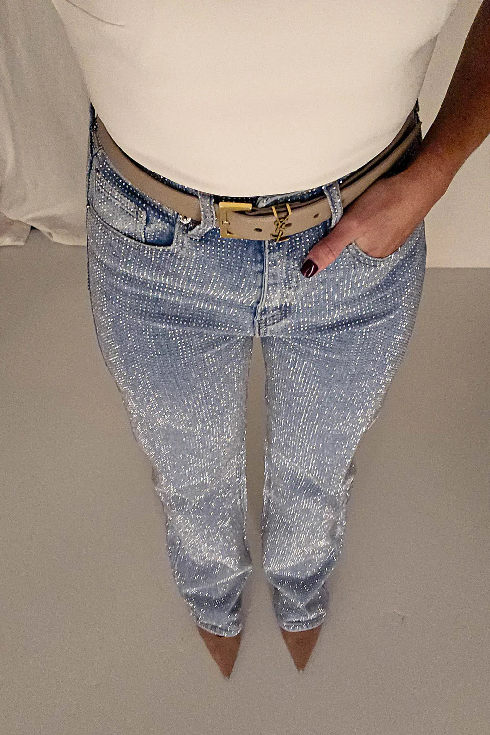Grey - Diamante Jeans Elegantes