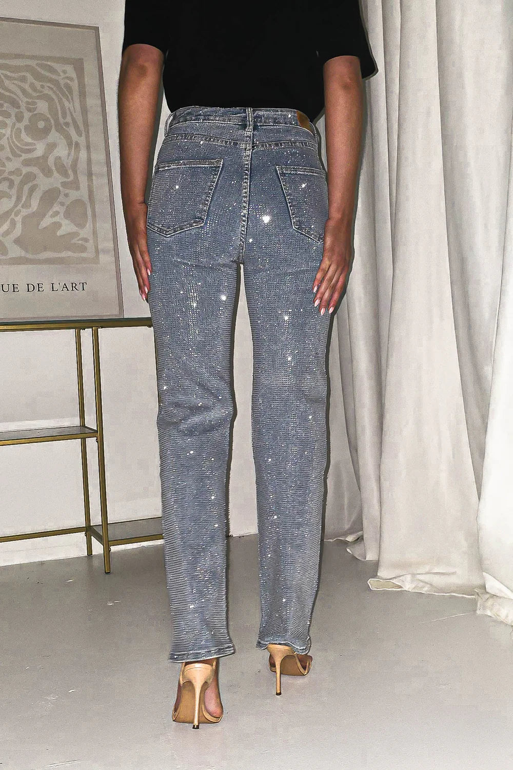 Grey - Diamante Jeans Elegantes