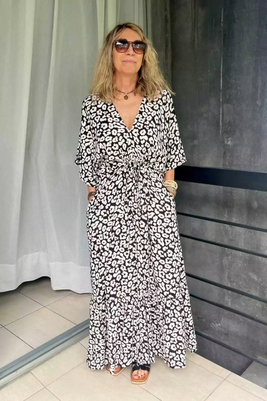 Vestido Animal Print de Media Manga – Liviano y Holgado