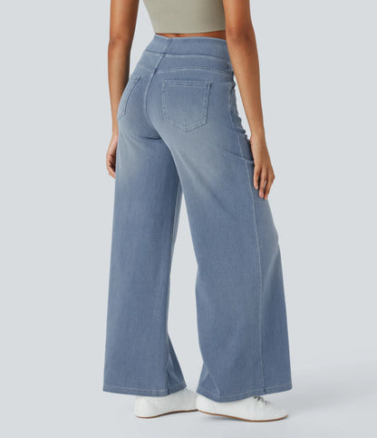 Jeans Flex™ Denim anchos elásticos de tiro alto con múltiples bolsillos