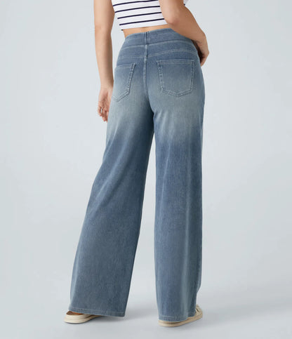 Jeans Flex™ Denim anchos elásticos de tiro alto con múltiples bolsillos