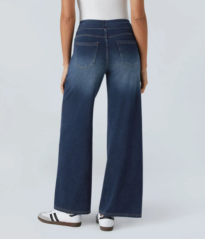 Jeans Flex™ Denim anchos elásticos de tiro alto con múltiples bolsillos