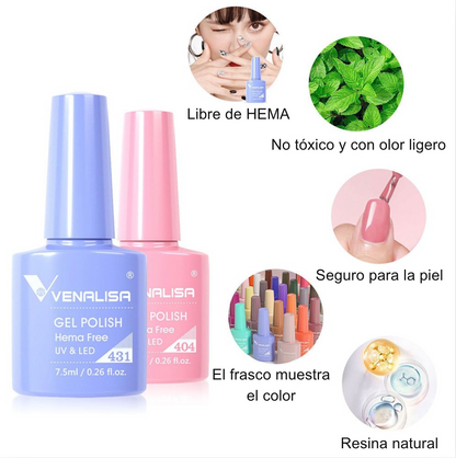 Kit Venalisa Esmaltes en Gel HEMA-Free – Colores Vibrantes y Seguros