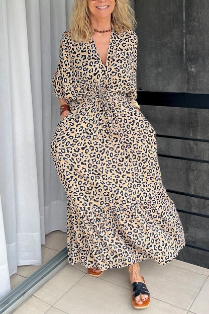 Vestido Animal Print de Media Manga – Liviano y Holgado