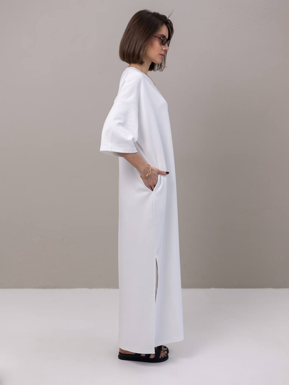 Mirelle - Vestido Largo Elástico y Holgado + Cinturón de Regalo